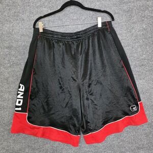 Y2K AND1 Dazzle Basketball Shorts Mens 2XL Black Red Retro Gym Athletic 90s